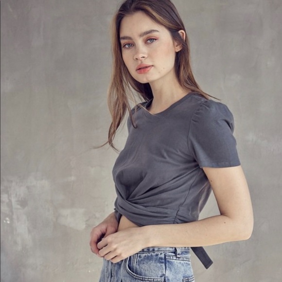 Grey Twist Front Top Crop - Picture 6 of 6